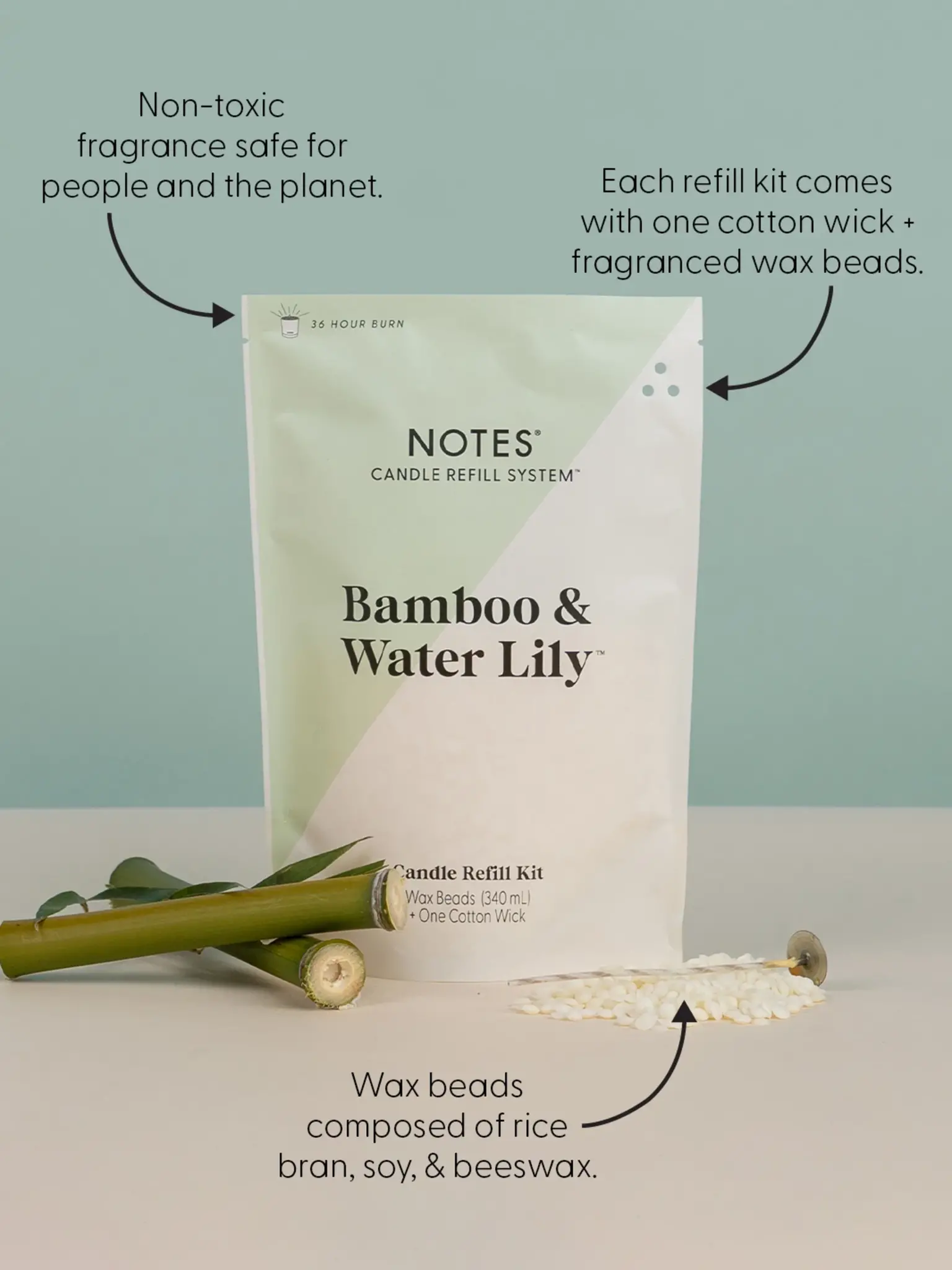 Sustainable Candle Refill Kit Bamboo & Waterlily - Lux Boutique